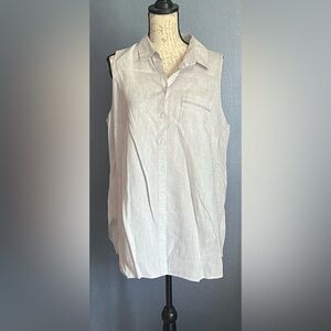 Chico’s Women’s Sleeveless Button-down Dove Gray NO IRON Tank / Blouse XL NWT